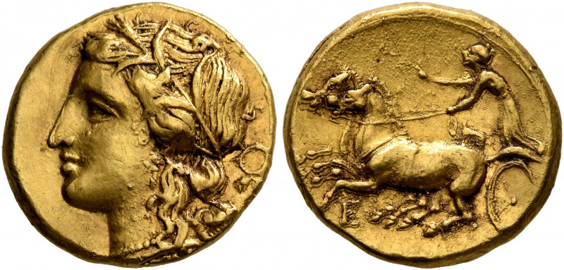 SICILY. Syracuse. Hieron II, 275-215 BC. 60 Litrai or Dekadrachm (Gold, 15 mm, 4...