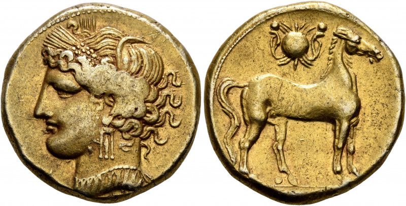 CARTHAGE. First Punic War. Circa 264-241 BC. 1 1/2 Shekels – Tridrachm (Electrum...