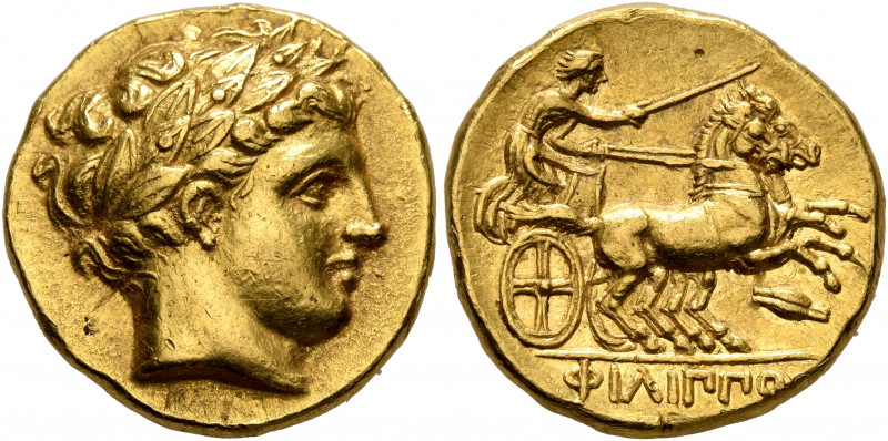 KINGS OF MACEDON. Philip II, 359-336 BC. Stater (Gold, 18 mm, 8.59 g, 3 h), Amph...