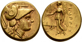 KINGS OF MACEDON. Philip III Arrhidaios, 323-317 BC. Stater (Gold, 19 mm, 8.57 g, 1 h), Sardes, struck under Menander or Kleitos. Head of Athena to ri...
