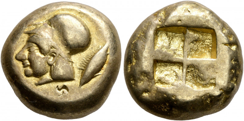 MYSIA. Kyzikos. Circa 550-450 BC. Stater (Electrum, 18 mm, 16.11 g). Head of Ath...