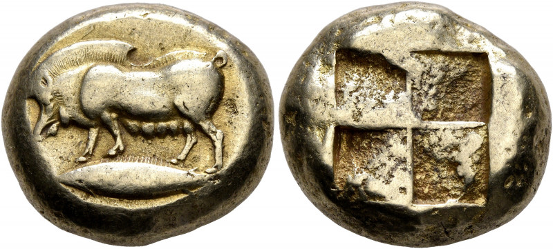 MYSIA. Kyzikos. Circa 500-450 BC. Stater (Electrum, 19 mm, 16.23 g). Female boar...