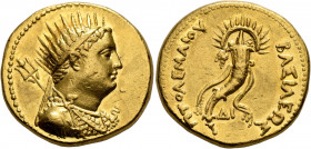 PTOLEMAIC KINGS OF EGYPT. Ptolemy III Euergetes, 246-222 BC. Mnaieion or Oktadrachm (Gold, 26 mm, 27.85 g, 12 h), Alexandria. Struck under Ptolemy IV,...
