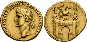 Nero Claudius Drusus, died 9 BC. Aureus (Gold, 19 mm, 7.74 g, 6 h), Lugdunum, struck under Claudius, circa 41-45. NERO CLAVDIVS DRVSVS GERMANICVS IMP ...