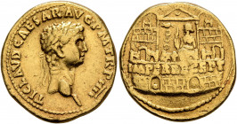 Claudius, 41-54. Aureus (Gold, 20 mm, 7.92 g, 7 h), Lugdunum, 44-45. TI CLAVD•CAESAR•AVG•P•M•TR•P•IIII• Laureate head of Claudius to right. Rev. The C...