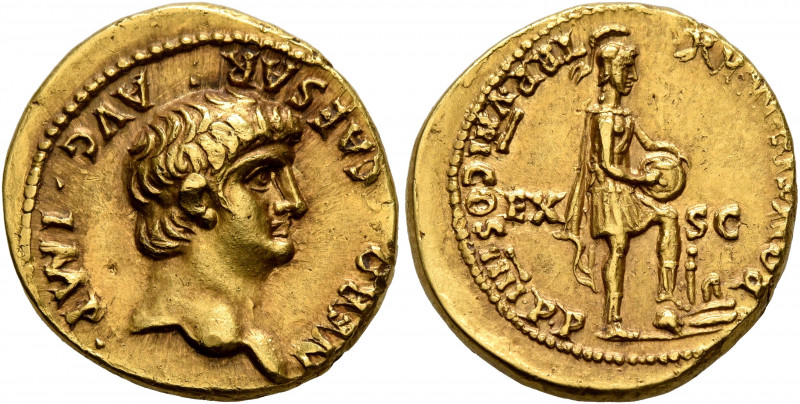 Nero, 54-68. Aureus (Gold, 19 mm, 7.65 g, 7 h), Lugdunum, 61-62. NERO•CAESAR•AVG...