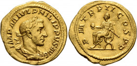 Philip I, 244-249. Aureus (Gold, 20 mm, 4.45 g, 5 h), Rome, 245. IMP M IVL PHILIPPVS AVG Laureate, draped and cuirassed bust of Philip I to right, see...