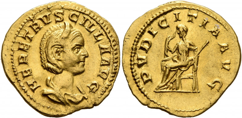 Herennia Etruscilla, Augusta, 249-251. Aureus (Gold, 20 mm, 4.08 g, 12 h), Rome....