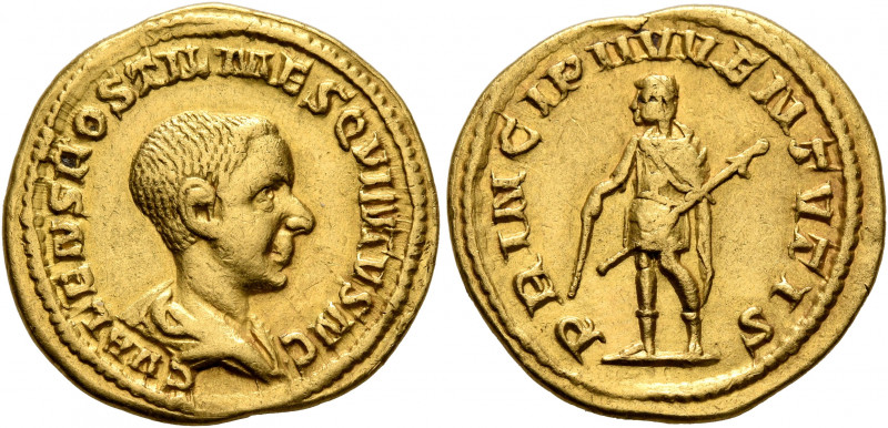 Hostilian, as Caesar, 250-251. Aureus (Gold, 19 mm, 4.23 g, 7 h), Rome. C VALENS...