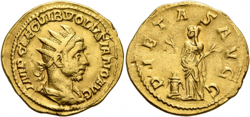 Volusian, 251-253. Binio (Gold, 23 mm, 6.52 g, 6 h), Rome. IMP CAE C VIB VOLVSIA...