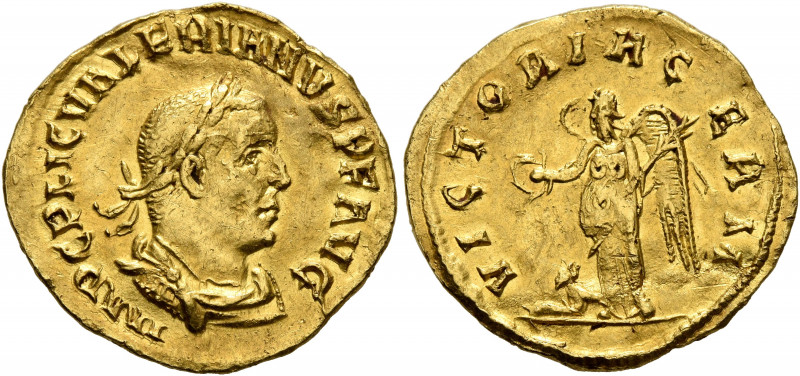 Valerian I, 253-260. Aureus (Gold, 19 mm, 2.30 g, 6 h), Rome, 257-258. IMP C P L...