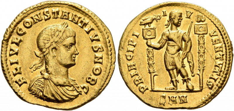 Constantius II, as Caesar, 324-337. Solidus (Gold, 20 mm, 4.41 g, 11 h), Nicomed...
