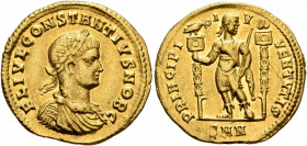 Constantius II, as Caesar, 324-337. Solidus (Gold, 20 mm, 4.41 g, 11 h), Nicomedia, 324-325. FL IVL CONSTANTIVS NOB C Laureate, draped and cuirassed b...