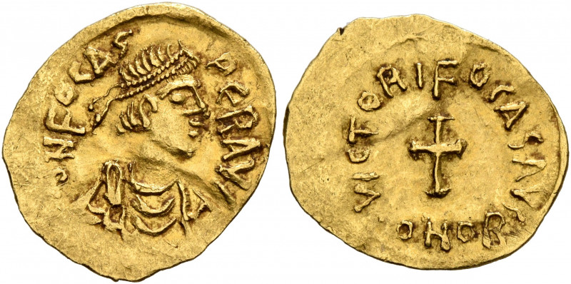 Phocas, 602-610. Half Tremisssis or 1/6 Solidus (Gold, 15 mm, 0.74 g, 7 h), Cons...