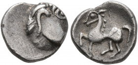 MIDDLE DANUBE. Uncertain tribe. 2nd-1st centuries BC. Obol (Silver, 10 mm, 0.80 g, 2 h), 'Kapostaler Kleingeld'' type. Celticized head to right. Rev. ...
