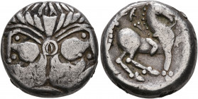 LOWER DANUBE. Uncertain tribe. Circa 2nd century BC. Tetradrachm (Silver, 21 mm, 11.66 g, 3 h), 'Doppelkopf' type, imitating Philip II of Macedon. Jan...