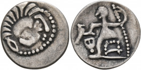 LOWER DANUBE. Uncertain tribe. Circa 2nd-1st centuries BC. Drachm (Silver, 20 mm, 2.54 g, 11 h), imitating Alexander III of Macedon. Celticized head o...