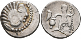 LOWER DANUBE. Uncertain tribe. Circa 2nd-1st centuries BC. Drachm (Silver, 19 mm, 2.88 g, 11 h), imitating Alexander III of Macedon. Celticized head o...