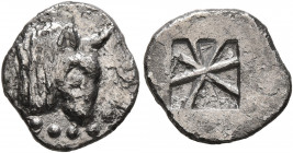 SICILY. Selinos. Circa 540-515 BC. Obol (Silver, 12 mm, 0.92 g). Head of a bull to right. Rev. Incuse square divided into eight sections. Arnold-Biucc...