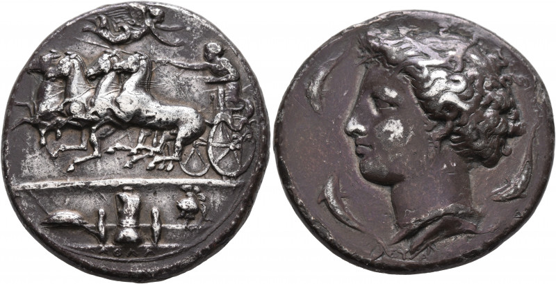 SICILY. Syracuse. Dionysios I, 405-367 BC. Dekadrachm (Silver, 38 mm, 41.24 g, 9...