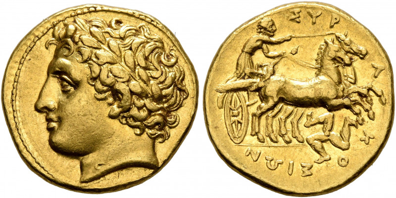 SICILY. Syracuse. Agathokles, 317-289 BC. 50 Litrai or Dekadrachm (Gold, 16 mm, ...