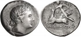 TAURIC CHERSONESOS. Chersonesos. Circa 210-200 BC. Drachm (Silver, 20 mm, 3.90 g, 12 h), Menestratos, magistrate. Laureate head of Artemis to right, w...