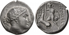 TAURIC CHERSONESOS. Chersonesos. Circa 210-200 BC. Drachm (Silver, 18 mm, 4.41 g, 11 h), Eurydamos, magistrate. Laureate head of Artemis to right, wit...