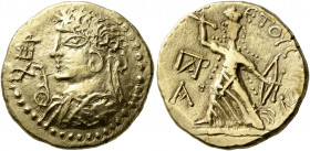 TAURIC CHERSONESOS. Chersonesos. Stater (Electrum, 20 mm, 7.53 g, 7 h), CY 151 (?) = 127 AD. XEP Laureate and draped bust of Chersonas to left; before...