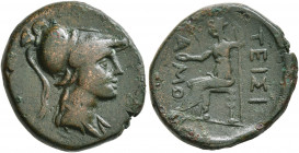 ISLANDS OFF THRACE, Samothrace. 3rd-2nd centuries BC. AE (Bronze, 19 mm, 5.80 g, 5 h), Teisi..., magistrate. Head of Athena to right, wearing crested ...