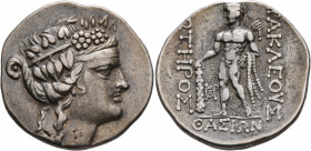 ISLANDS OFF THRACE, Thasos. Circa 148-90/80 BC. Tetradrachm (Silver, 32 mm, 16.72 g, 12 h). Head of youthful Dionysos to right, wearing tainia and wre...