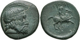 KINGS OF THRACE. Odrysian. Seuthes III, circa 323-316 BC. AE (Bronze, 23 mm, 5.95 g, 12 h). Bearded head of Seuthes III to right. Rev. ΣEYΘOY Horseman...