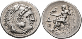 KINGS OF THRACE. Lysimachos, 305-281 BC. Drachm (Silver, 19 mm, 4.29 g, 11 h), in the types of Alexander III, Kolophon, circa 301/0-300/299. Head of H...