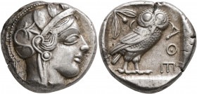 ATTICA. Athens. Circa 430s BC. Tetradrachm (Silver, 24 mm, 17.24 g, 11 h). Head of Athena to right, wearing crested Attic helmet decorated with three ...