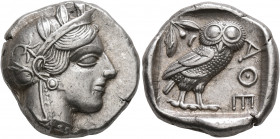 ATTICA. Athens. Circa 430s BC. Tetradrachm (Silver, 25 mm, 17.18 g, 10 h). Head of Athena to right, wearing crested Attic helmet decorated with three ...