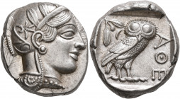 ATTICA. Athens. Circa 430s-420s BC. Tetradrachm (Silver, 25 mm, 17.25 g, 1 h). Head of Athena to right, wearing crested Attic helmet decorated with th...