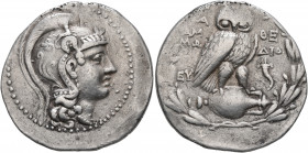 ATTICA. Athens. Circa 165-42 BC. Tetradrachm (Silver, 32 mm, 16.67 g, 12 h), Ammo... and Dio..., magistrates, 150/49. Head of Athena Parthenos to righ...
