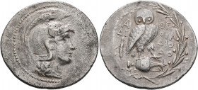 ATTICA. Athens. Circa 165-42 BC. Tetradrachm (Silver, 37 mm, 16.78 g, 12 h), Diopha... and Diodo..., magistrates, 144/3. Head of Athena Parthenos to r...