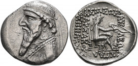 KINGS OF PARTHIA. Mithradates II, 121-91 BC. Drachm (Silver, 20 mm, 4.00 g, 12 h), Rhagai. Diademed and draped bust of Mithradates II to left. Rev. ΒΑ...