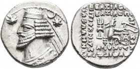 KINGS OF PARTHIA. Orodes II, circa 57-38 BC. Drachm (Silver, 18 mm, 3.92 g, 12 h), Ekbatana. Diademed and draped bust of Orodes II to left; to left, s...