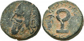 KINGS OF PARTHIA. Vologases IV, circa 147-191. Tetrachalkon (Bronze, 20 mm, 8.32 g, 8 h), Edessa. Diademed and draped bust of Vologases IV to left, we...