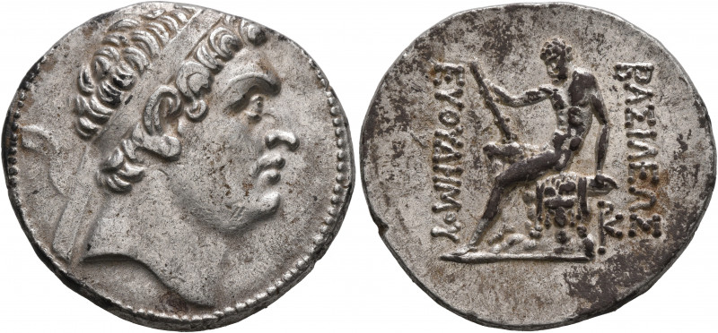 BAKTRIA, Greco-Baktrian Kingdom. Euthydemos I, circa 225-200 BC. Tetradrachm (Si...