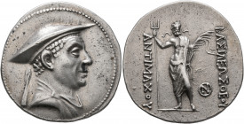BAKTRIA, Greco-Baktrian Kingdom. Antimachos I, circa 180-165 BC. Tetradrachm (Silver, 33 mm, 17.00 g, 12 h), Baktra. Diademed and draped bust of Antim...