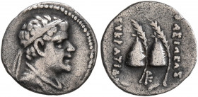 BAKTRIA, Greco-Baktrian Kingdom. Eukratides I, circa 170-145 BC. Obol (Silver, 11 mm, 0.67 g, 12 h), Baktra or an uncertain mint in the Paropamisadai ...