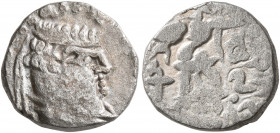 INDO-SKYTHIANS, Northern Satraps. Rajuvula, circa 25-15 BC. Drachm (Silver, 13 mm, 2.28 g), uncertain mint in Jammu-Akhnoor. BAΣIΛEΩΣ BAΣIΛEΩΣ ΣΩTHPOΣ...