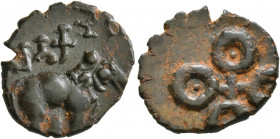INDIA, Post-Mauryan (Deccan). Satavahanas (Andhras). Satakarni I (Satakamnisa), circa 1st century BC. Karshapana (Bronze, 19 mm, 2.72 g). SRI SATAKANI...
