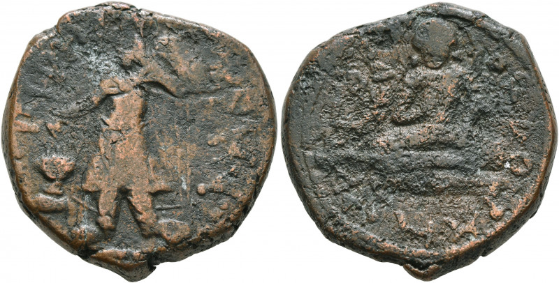 INDIA, Kushan Empire. Kanishka I, circa 127/8-152. Tetradrachm (Bronze, 26 mm, 1...