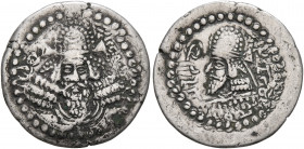 SASANIAN KINGS. Ardashir I, with Papak, as king of Persis, 205/6-223/4. Hemidrachm (Silver, 18 mm, 1.70 g, 2 h), Mint A (Stakhr). BGY 'RTHŠTR MLKA ('G...