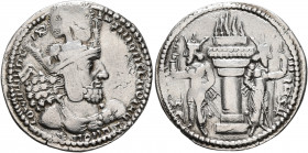 SASANIAN KINGS. Shahpur I, 240-272. Drachm (Silver, 24 mm, 3.75 g, 4 h), Style A, Mint I (Ctesiphon). MZDYSN BGY ŠHPWHLY MRKAN MRKA 'YR'N MNW CTRY MN ...