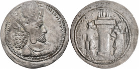 SASANIAN KINGS. Shahpur I, 240-272. Drachm (Silver, 27 mm, 4.33 g, 3 h), Mint III (Hamadan), 244-252/3. MZDYSN BGY ŠHPWHLY MRKAN MRKA 'YR'N MNW CTRY M...