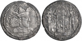 SASANIAN KINGS. Shahpur II, 309-379. Drachm (Silver, 25 mm, 3.38 g, 3 h), Mint V - Sakastan. MZDYSN BGY ŠHPWHLY MLKAn MLKA ('Worshipper of Lord Mazda,...